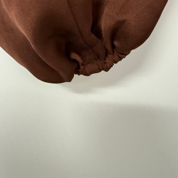 Eloquii Sateen Long Sleeve Peplum Hem Crop Top Women's Plus Size 14 Brown Y2K - Picture 5 of 8